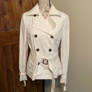 Double Breasted Button Up Denim Feel Jacket